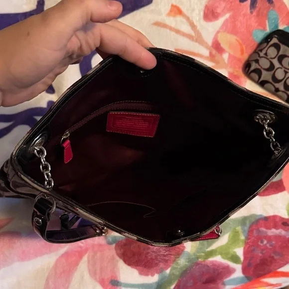 Coach Signature Gray, Black, and Pink Glitter Women's Bag Set - Picture 10 of 16